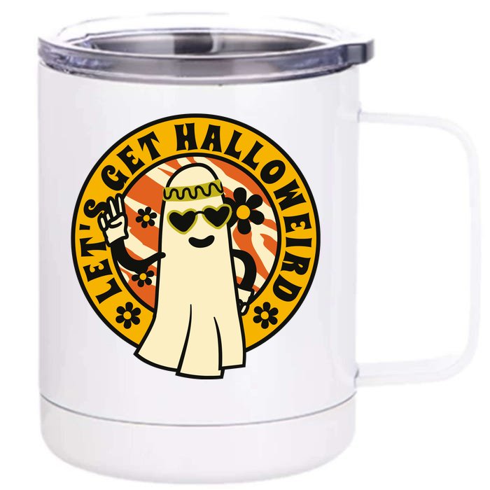 Let's Get Halloweird 60s Hippie Ghost Halloween Front & Back 12oz Stainless Steel Tumbler Cup