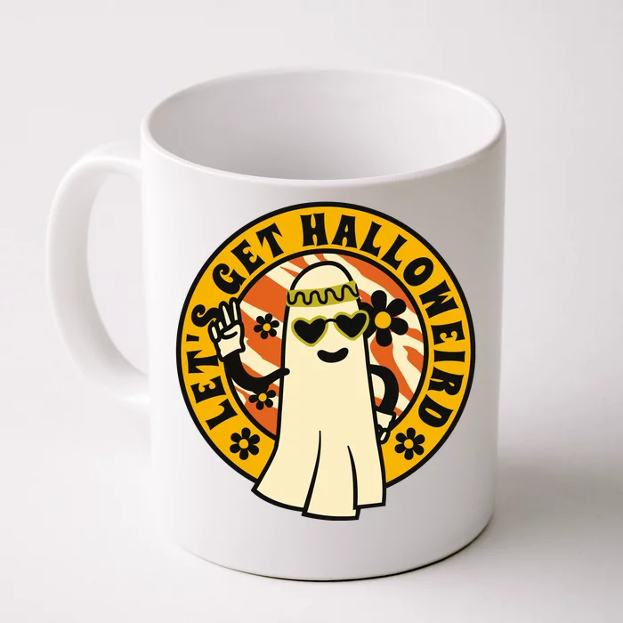 Let's Get Halloweird 60s Hippie Ghost Halloween Front & Back Coffee Mug