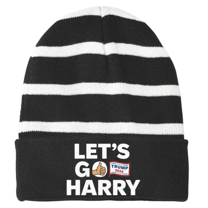 LetS Go Harry Vote For Trump 2024 Striped Beanie with Solid Band