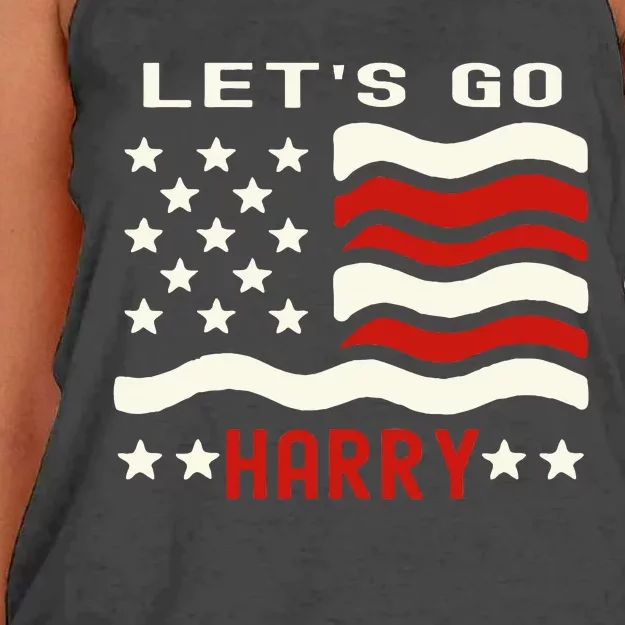 LetS Go Harry YouRe Voting Trump Today Us Flag Women's Knotted Racerback Tank