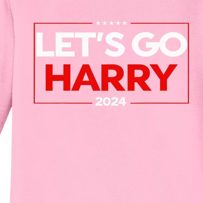 LetS Go Harry YouRe Voting Trump Today Us Flag Baby Long Sleeve Bodysuit