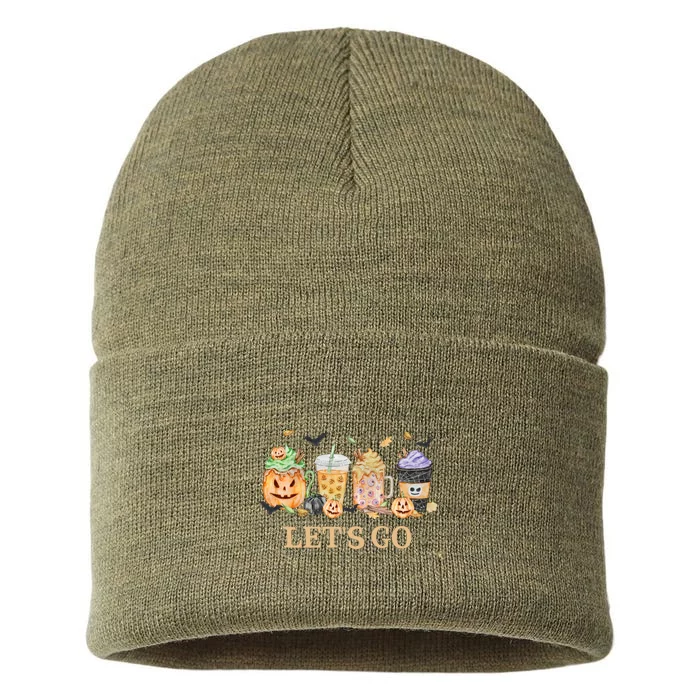 Lets Go Halloween Funny Sustainable Knit Beanie