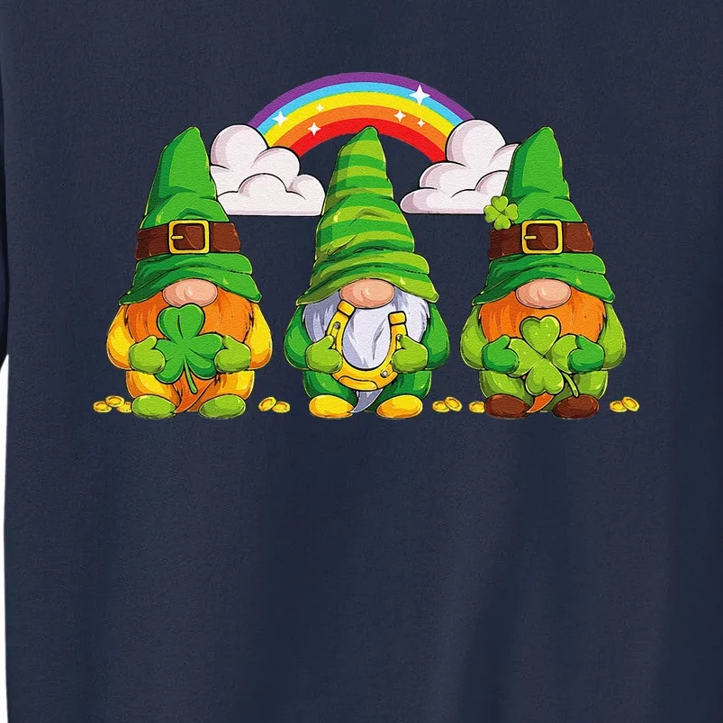 Lucky Gnomes Holding Shamrock Clover And Horseshoe Rainbow Sweatshirt