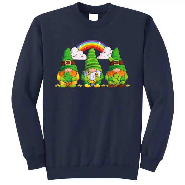 Lucky Gnomes Holding Shamrock Clover And Horseshoe Rainbow Sweatshirt