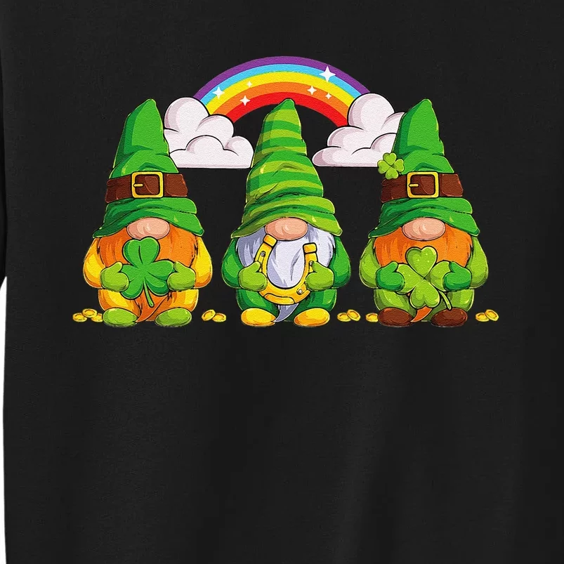 Lucky Gnomes Holding Shamrock Clover And Horseshoe Rainbow Sweatshirt