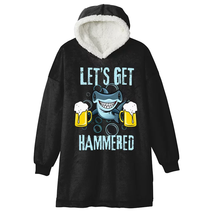 Let’s Get Hammered All Week Funny Hammerhead Shark Pun Party Hooded Wearable Blanket