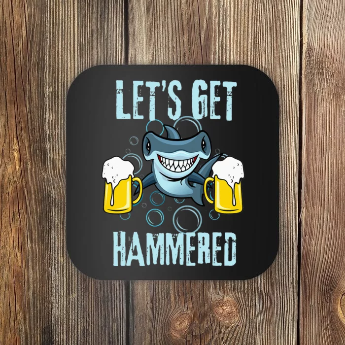 Let’s Get Hammered All Week Funny Hammerhead Shark Pun Party Coaster