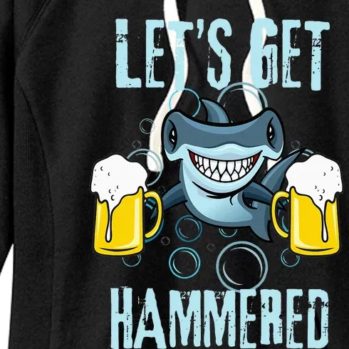 Let’s Get Hammered All Week Funny Hammerhead Shark Pun Party Women's Fleece Hoodie