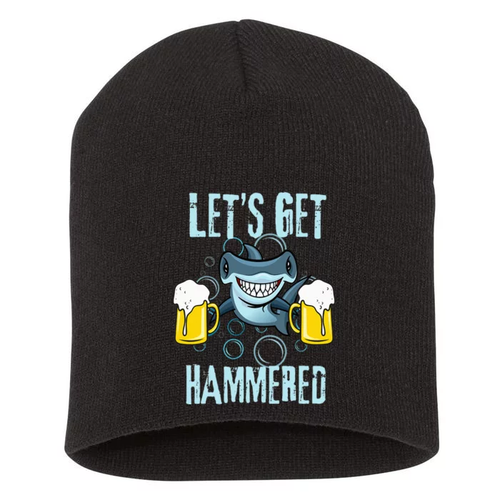 Let’s Get Hammered All Week Funny Hammerhead Shark Pun Party Short Acrylic Beanie