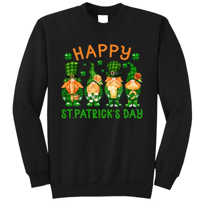 Leopardhree Gnomes Holding Shamrock Happy St Patrick's Day Tall Sweatshirt