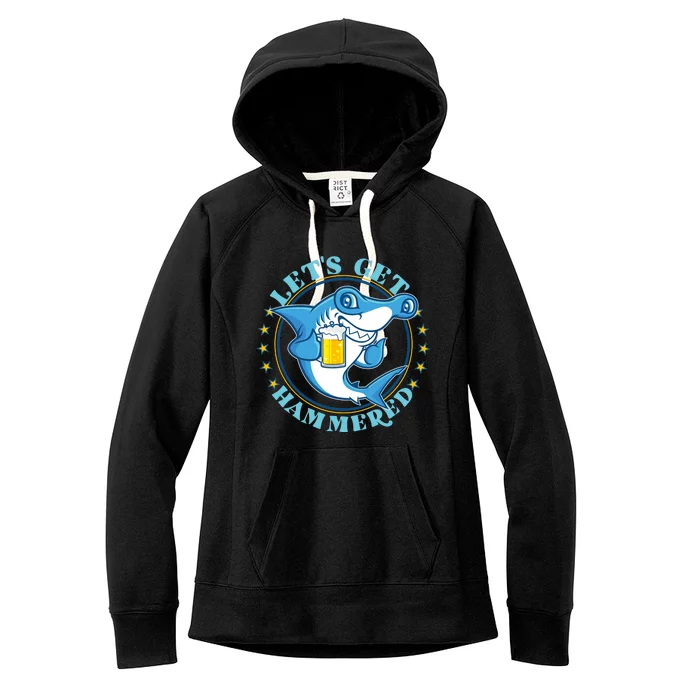 Let's Get Hammered Hammerhead Shark Beer Women's Fleece Hoodie