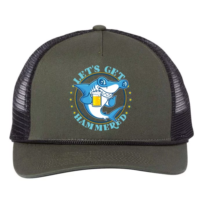 Let's Get Hammered Hammerhead Shark Beer Retro Rope Trucker Hat Cap