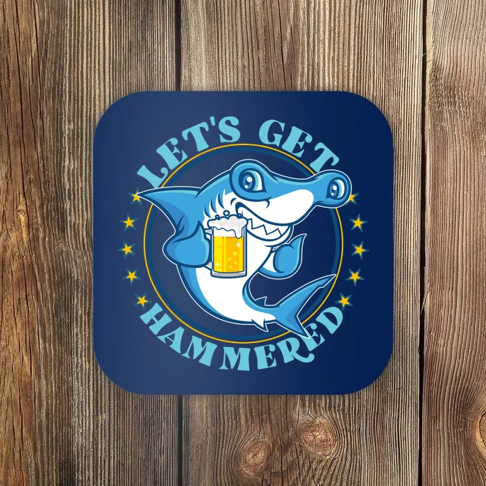 Let's Get Hammered Hammerhead Shark Beer Coaster