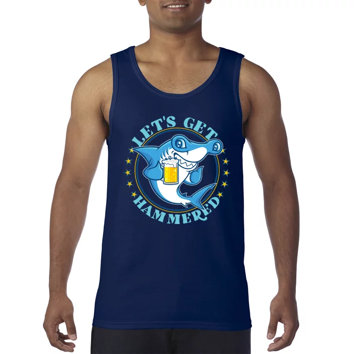 Let's Get Hammered Hammerhead Shark Beer Tank Top