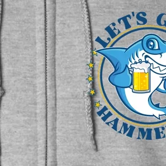 Let's Get Hammered Hammerhead Shark Beer Full Zip Hoodie