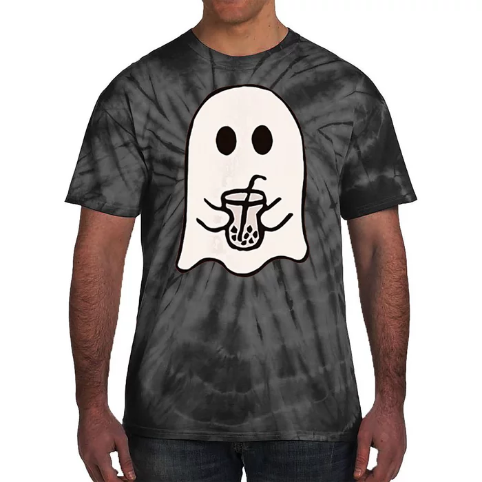 Little Ghost Ice Coffee Happy Halloween Tie-Dye T-Shirt