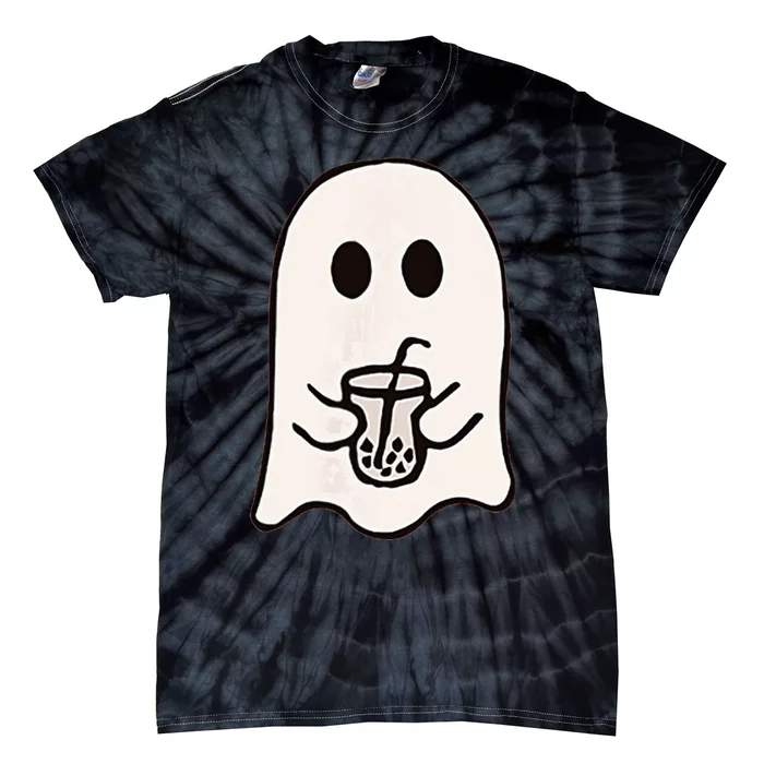 Little Ghost Ice Coffee Happy Halloween Tie-Dye T-Shirt