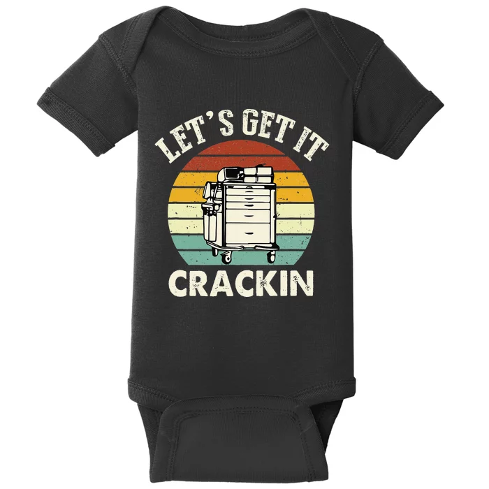 Lets Get It Crackin Crash Cart Funny Critical Care ER Nurse Baby Bodysuit