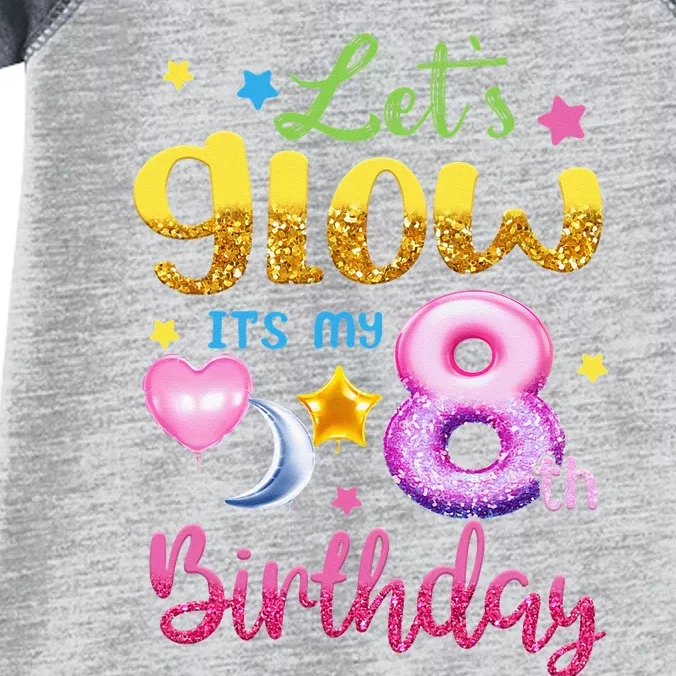 Lets Glow Its My 8th Birthday Kids 8 Years Old Infant Baby Jersey Bodysuit