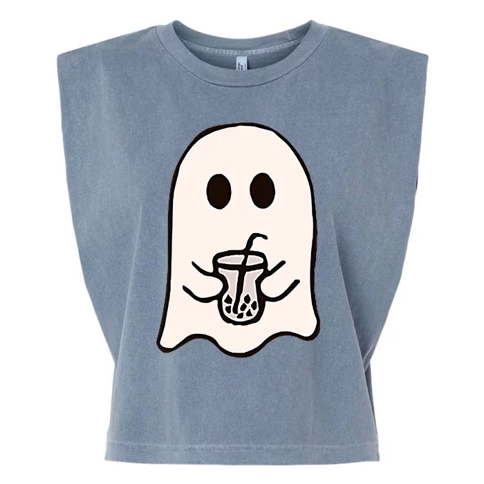 Little Ghost Ice Coffee Happy Halloween Garment-Dyed Women's Muscle Tee