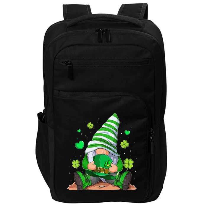 Love Gnomes Irish Shamrock St Patrick's Day Four Leaf Clover Impact Tech Backpack