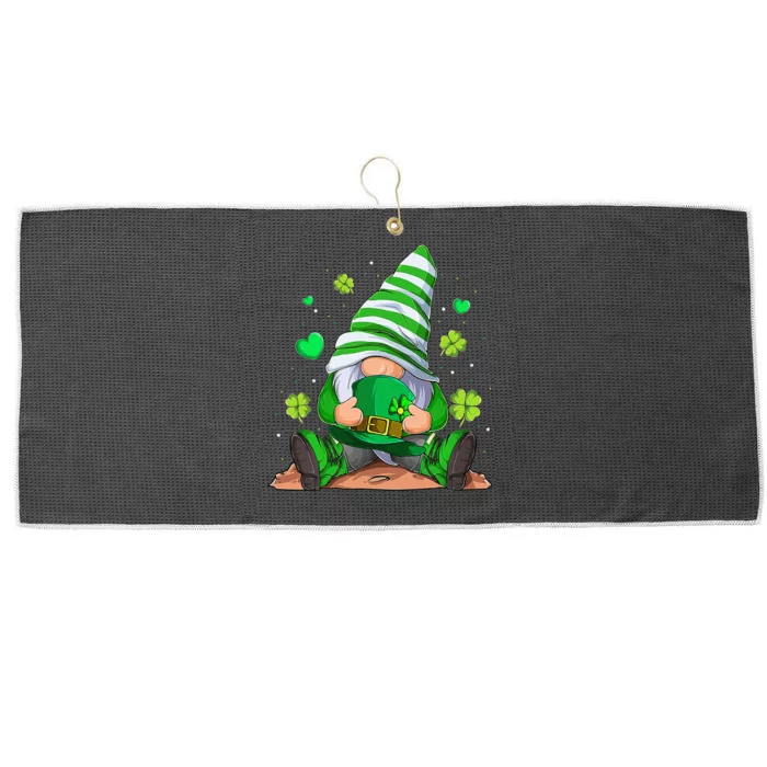 Love Gnomes Irish Shamrock St Patrick's Day Four Leaf Clover Large Microfiber Waffle Golf Towel