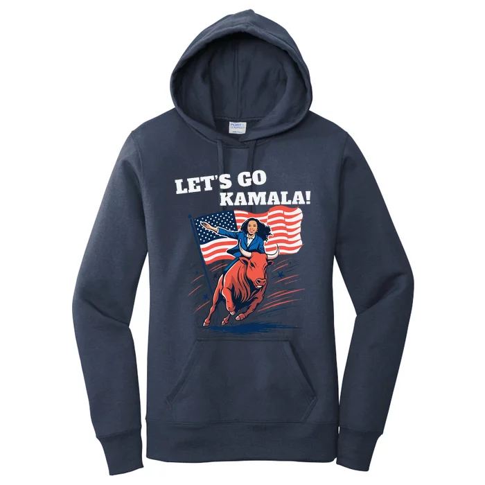 LetS Go Kamala Blue Text Election 2024 Women's Pullover Hoodie