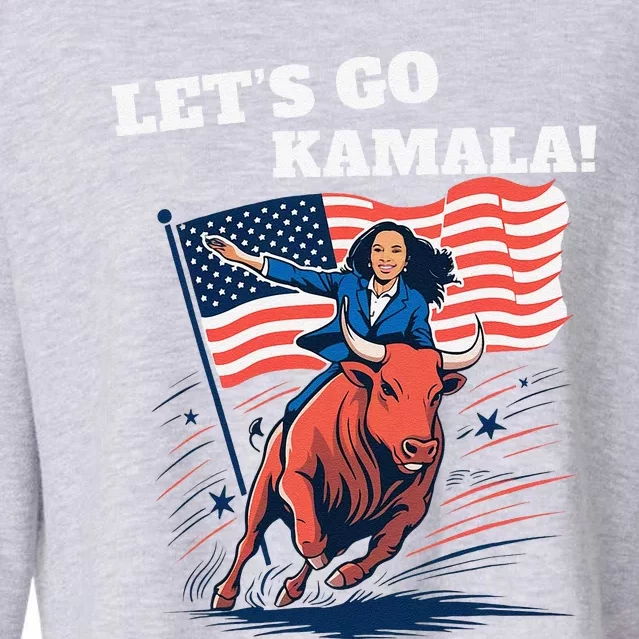 LetS Go Kamala Blue Text Election 2024 Cropped Pullover Crew