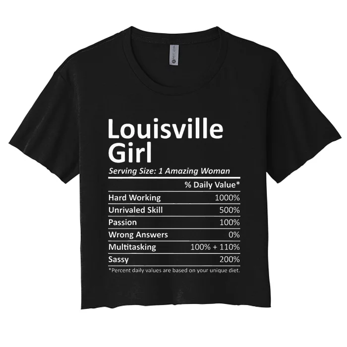 Louisville Girl Ky Kentucky Funny City Home Roots Women's Crop Top Tee