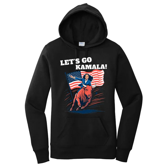 LetS Go Kamala Blue Text Election 2024 Women's Pullover Hoodie