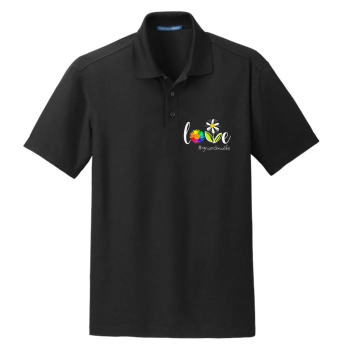 Love Grandma Life Wildlife Flower Dry Zone Grid Performance Polo