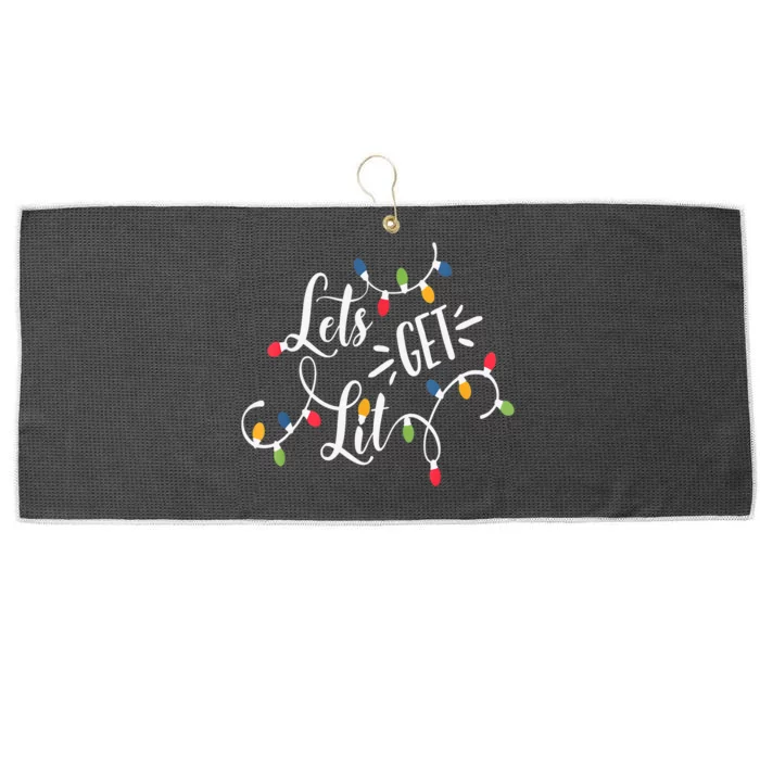 Let's Get Lit Funny Christmas Lights Xmas Maching Pijama TShirt Large Microfiber Waffle Golf Towel