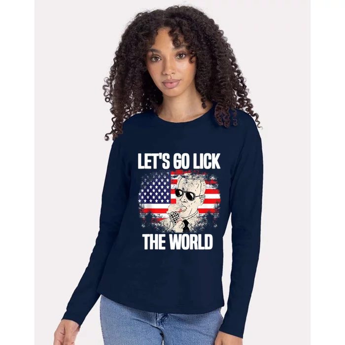 Let's Go Lick The World, Let's Get It Done Funny Joe Biden Womens Cotton Relaxed Long Sleeve T-Shirt