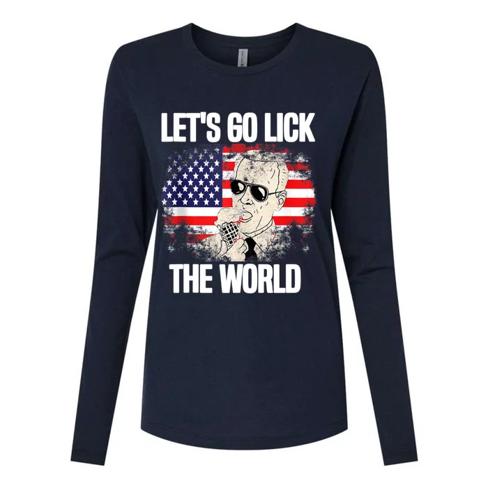 Let's Go Lick The World, Let's Get It Done Funny Joe Biden Womens Cotton Relaxed Long Sleeve T-Shirt