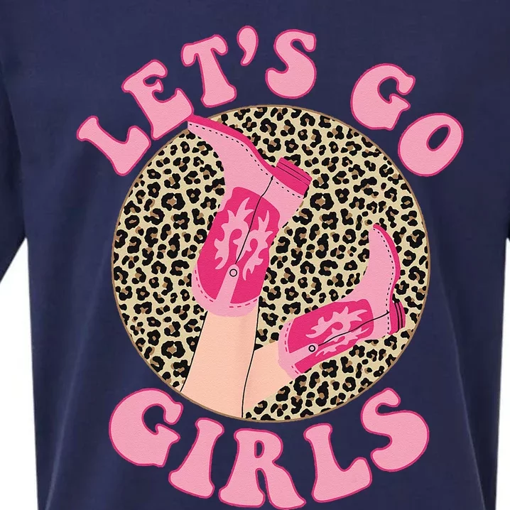 Lets Go Leopard Cowgirl Boots Bachelorette Party Sueded Cloud Jersey T-Shirt