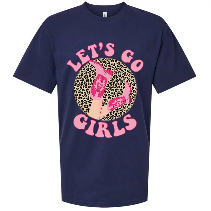 Lets Go Leopard Cowgirl Boots Bachelorette Party Sueded Cloud Jersey T-Shirt