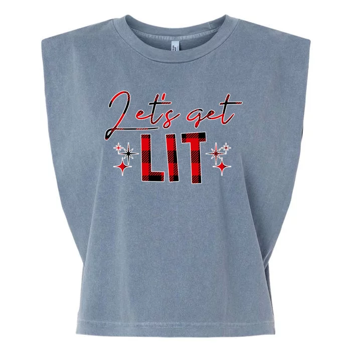 Lets Get Lit Christmas Holiday Party Garment-Dyed Women's Muscle Tee