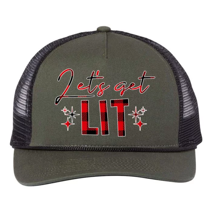 Lets Get Lit Christmas Holiday Party Retro Rope Trucker Hat Cap