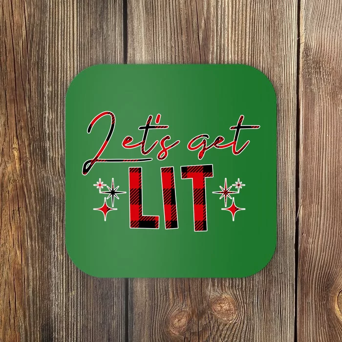 Lets Get Lit Christmas Holiday Party Coaster