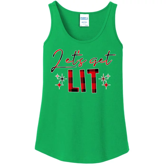 Lets Get Lit Christmas Holiday Party Ladies Essential Tank