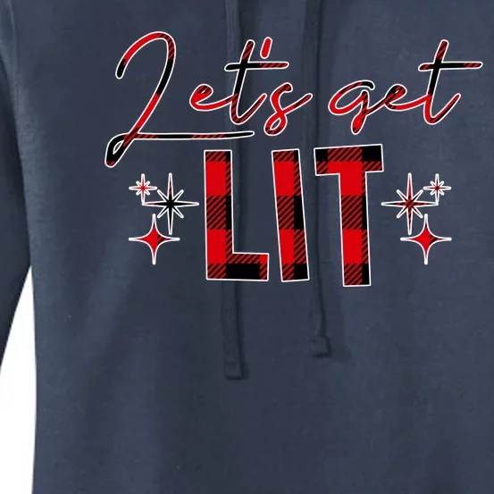 Lets Get Lit Christmas Holiday Party Women's Pullover Hoodie