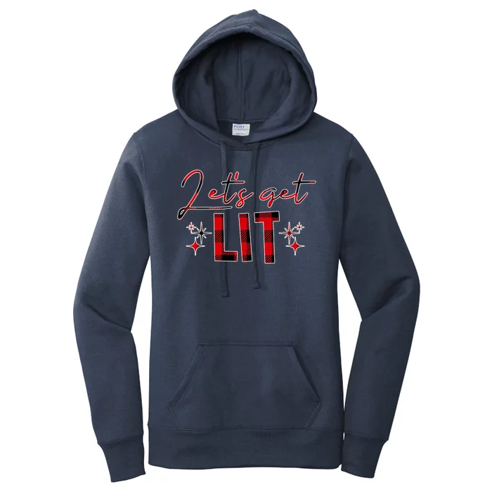 Lets Get Lit Christmas Holiday Party Women's Pullover Hoodie