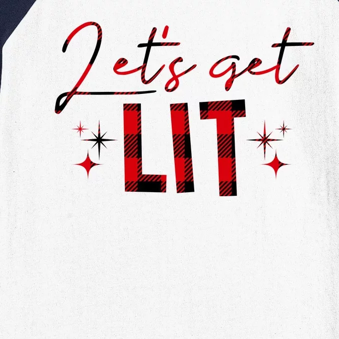 Lets Get Lit Christmas Holiday Party Baseball Sleeve Shirt