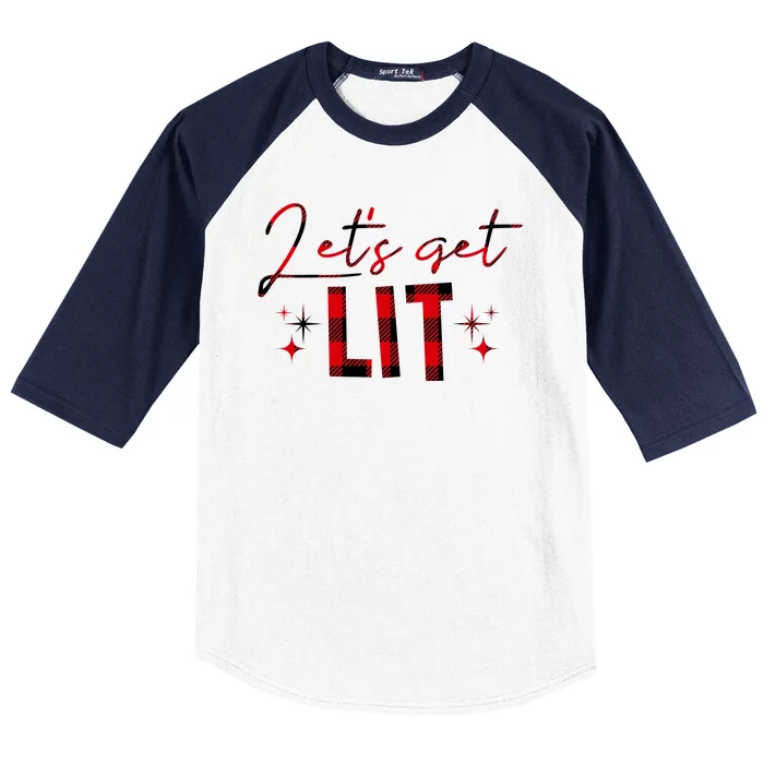 Lets Get Lit Christmas Holiday Party Baseball Sleeve Shirt