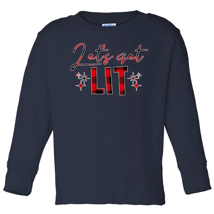 Lets Get Lit Christmas Holiday Party Toddler Long Sleeve Shirt