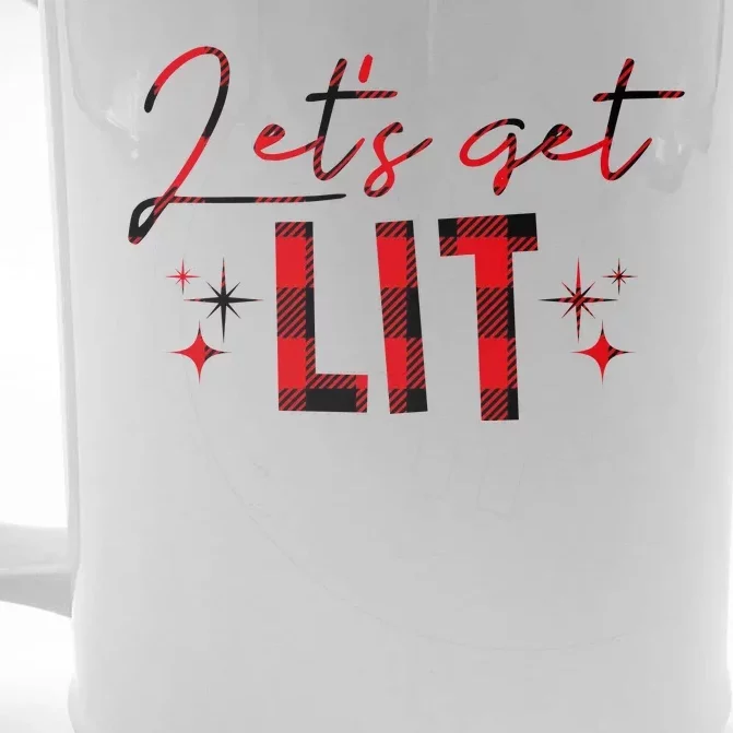 Lets Get Lit Christmas Holiday Party Front & Back Beer Stein