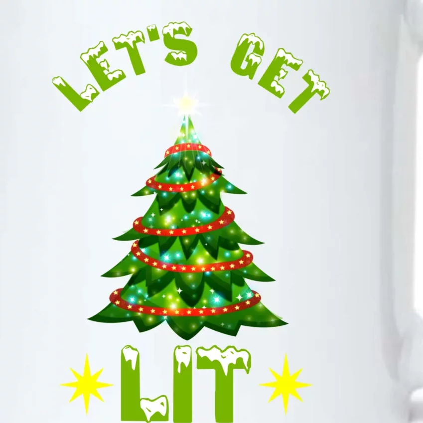 Lets Get Lit Funny Christmas Tree Lights Black Color Changing Mug