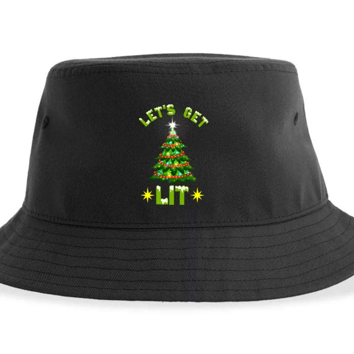 Lets Get Lit Funny Christmas Tree Lights Sustainable Bucket Hat