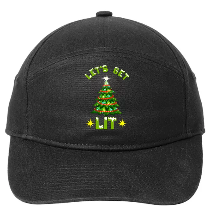 Lets Get Lit Funny Christmas Tree Lights 7-Panel Snapback Hat