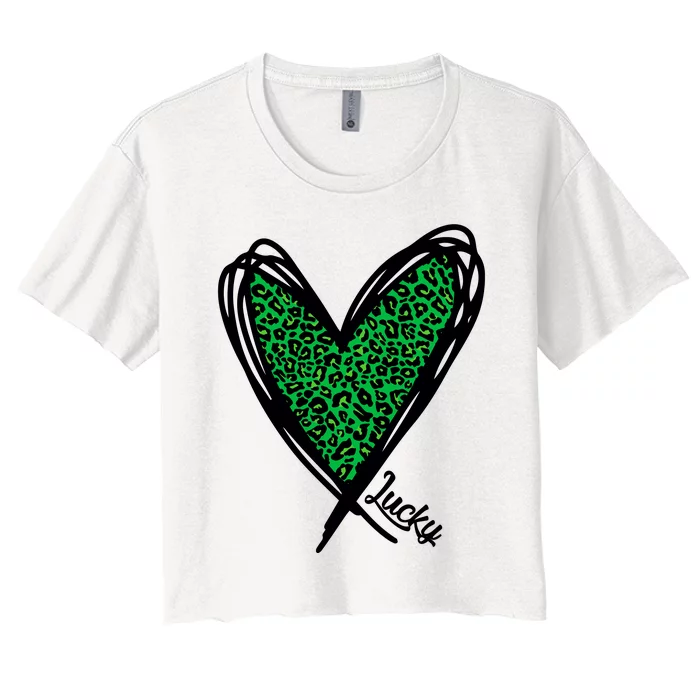 Lucky Green Leopard Print Saint Patricks Women's Crop Top Tee